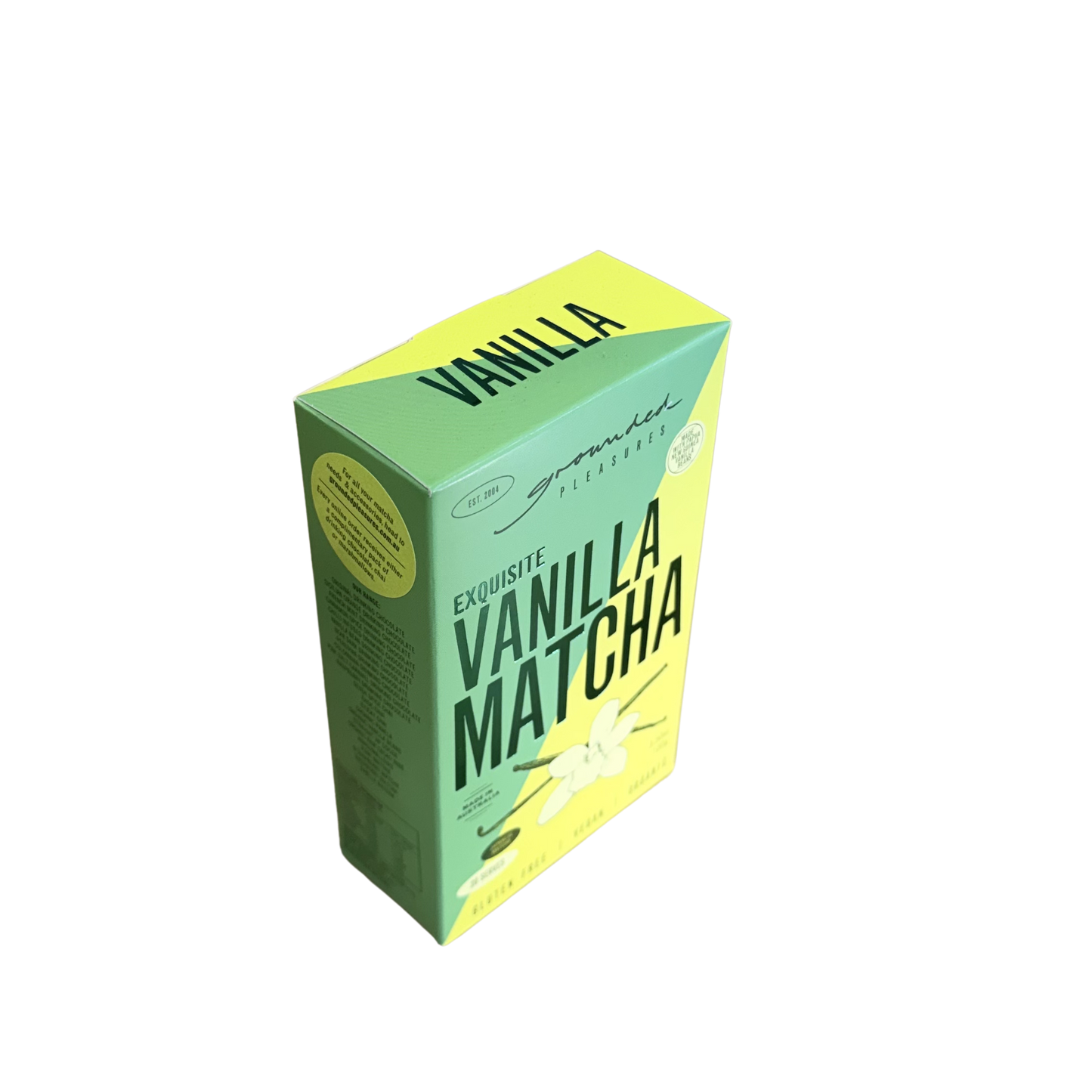 Box of Vanilla Matcha on a white background