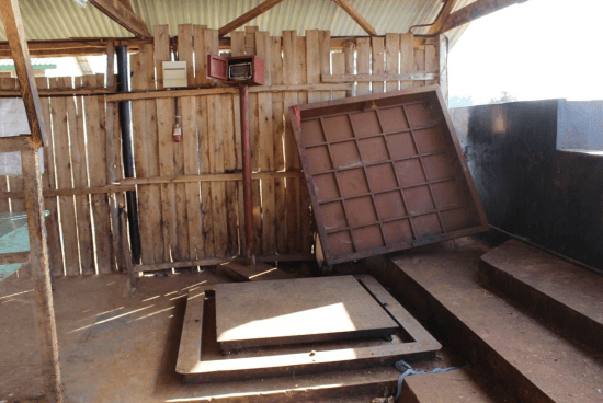 Cherry receiving and weighing area at Kiamugumo Coffee Factory, Kenya