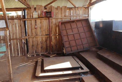 Cherry receiving and weighing area at Kiamugumo Coffee Factory, Kenya