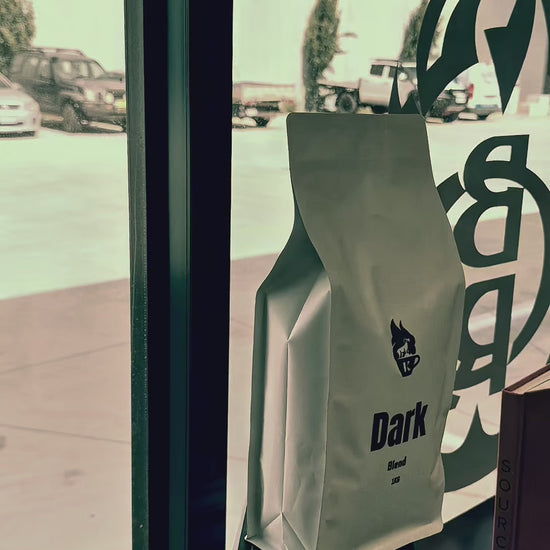 Video coffee bag on books dark roast ballarat